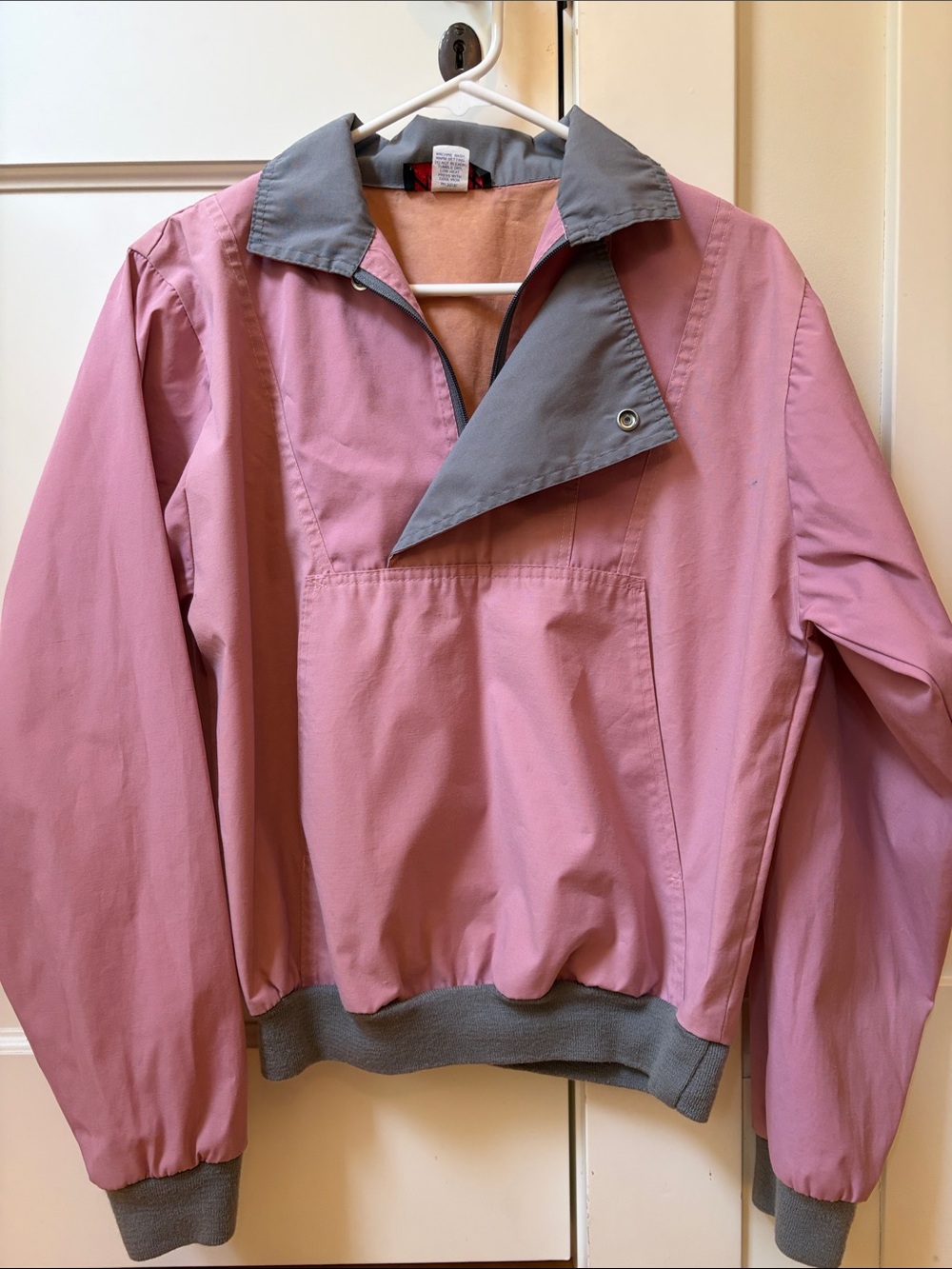 Vintage Windbreaker Light Weight Jacket Pink and Gray S